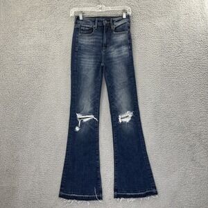 American Eagle Highest Rise‎ Flare Jeans Distressed Boho Festival Women 00 x 30